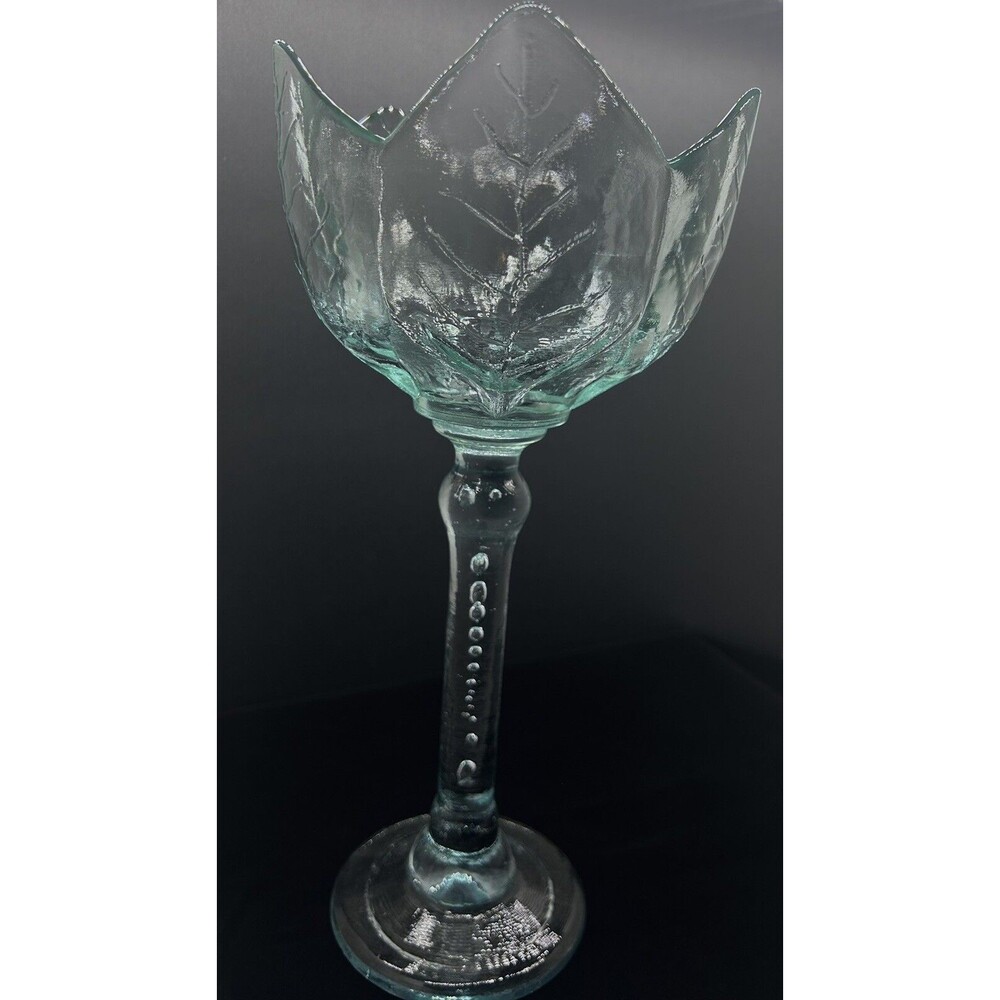 Hoff Interieur Trophy Lantern Made of Glass Leaf Design & Air Bubbles 12.5 GAR2G